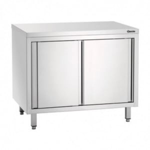 Stainless Steel Furniture with Sliding Doors and Shelf - L 1000 mm - Refurbished
