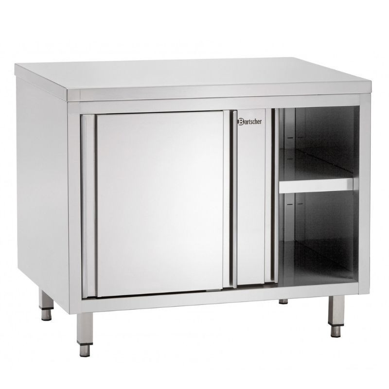 Mueble de acero inoxidable con puertas correderas y estante - L 1000 mm - Reacondicionado