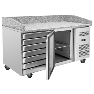 Mueble para pizza 600x400 - 1 puerta y 7 cajones Dynasteel: Almacenamiento y rendimiento refrigerado