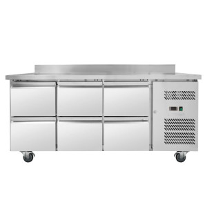 Mesa Refrigerada Positiva con Respaldo - 6 Cajones - Dynasteel