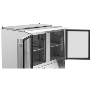 Saladette Compacta - 2 Puertas de Cristal con Techo Abatible - Dynasteel