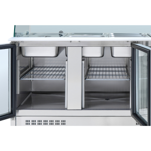 Saladette Refrigerada 4 GN 1/1 - 3 Puertas de Vidrio - Dynasteel