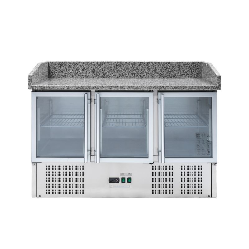 Mueble para Pizza Refrigerado Compacto 600x400 - 3 Puertas de Vidrio - Dynasteel