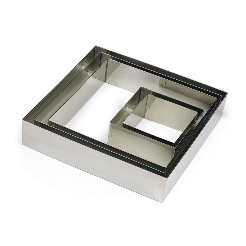 Square stainless steel baking mold 240 x 240 mm Gobel - Robust and precise