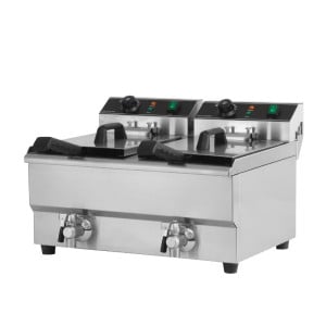 Professional Deep Fryer 2 x 13 L with Drain - Dynasteel: Performance and durability for your kitchen