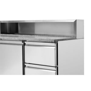 Mueble para Pizza Refrigerado Techo Inox 8 x GN1/6 - 2 Puertas y 2 Cajones - Dynasteel