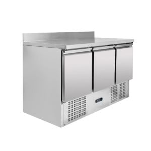 Mesa Refrigerada Positiva GN 1/1 Con Backsplash - 3 Puertas - Dynasteel