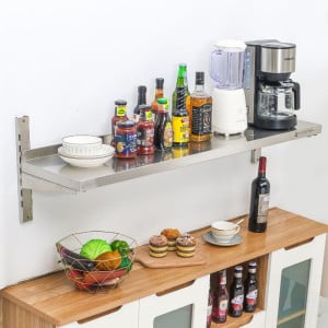 Etagère Murale en Inox sur Crémaillères - L 1200 x P 300 mm - Dynasteel