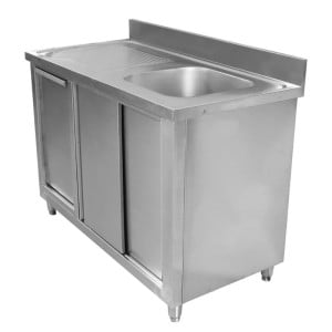 Sink Unit 1 Bowl with Backsplash and Bin - 1200 x 600 mm - Dynasteel