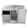 Sink Unit 1 Bowl with Backsplash and Bin - 1200 x 600 mm - Dynasteel