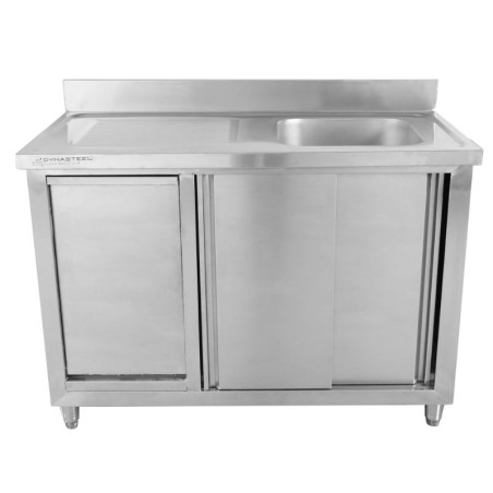 Sink Unit 1 Bowl with Backsplash and Bin - 1200 x 600 mm - Dynasteel