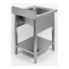 Plonge 1 Bac avec Dosseret et Etagère - L 600 x P 700 mm - Dynasteel