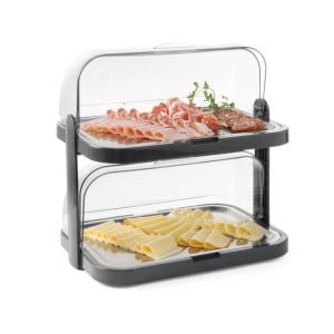 Vitrine Buffet con Tapa Deslizante UNIQ - 2 Bandejas - Negro - HENDI