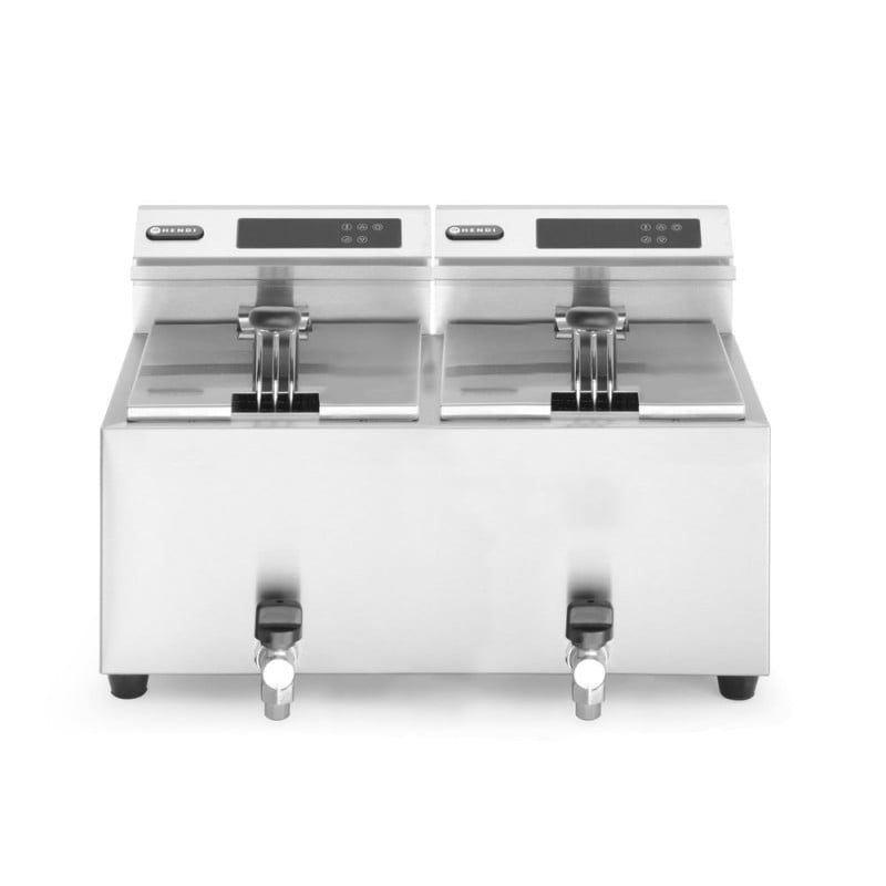 Profi Line fryer with digital drain tap - 2 x 8 l - Brand HENDI - Fourniresto