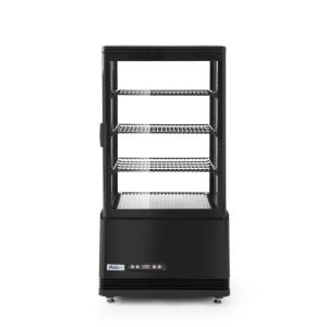 Vitrina refrigerada negra de 4 caras de cristal - 68 L