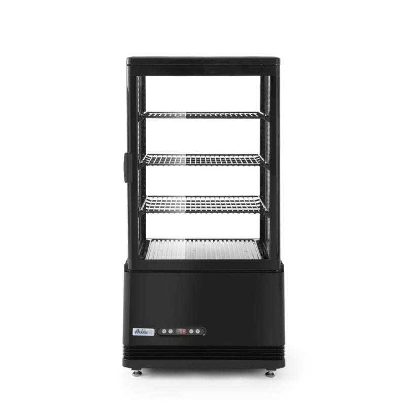 Vitrina refrigerada negra de 4 caras de cristal - 68 L