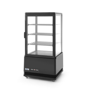 Black Refrigerated Display Case with 4 Glass Sides - 68 L