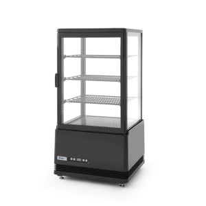 Vitrina refrigerada negra de 4 caras de cristal - 68 L