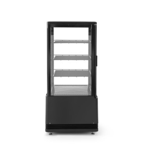 Black Refrigerated Display Case with 4 Glass Sides - 68 L