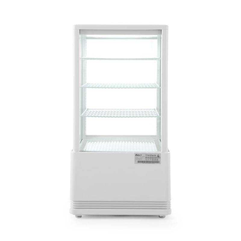 White Refrigerated Display Case with 4 Glass Sides - 68 liters