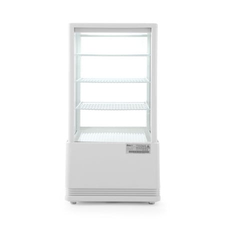 Vitrina refrigerada blanca de 4 caras de cristal - 68 litros