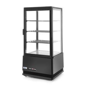 Vitrina refrigerada negra de 4 caras de cristal - 78 litros