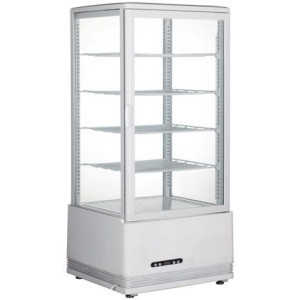 Vitrina refrigerada blanca de 4 caras de cristal - 98 litros