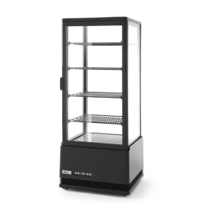 Black Refrigerated Display Case with 4 Glass Sides - 98 liters