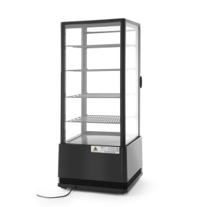 Vitrina refrigerada negra de 4 caras de cristal - 98 litros