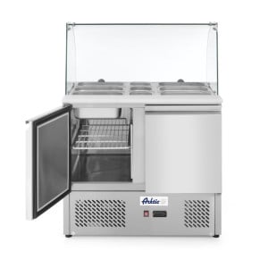 Mostrador de 2 puertas con vitrina refrigerada de vidrio - 300 L