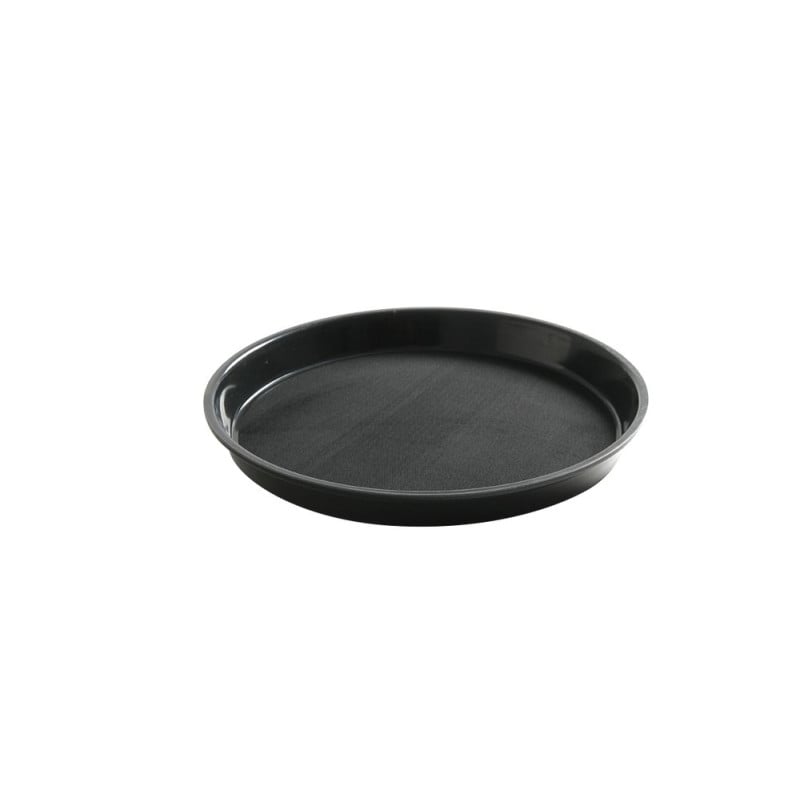 Bandeja redonda de borde alto de polipropileno - Negro - 320 mm de diámetro