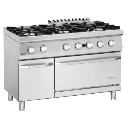 Fourneau 6 Fuegos con Horno a Gas GN 2/1 y Armario Serie 700