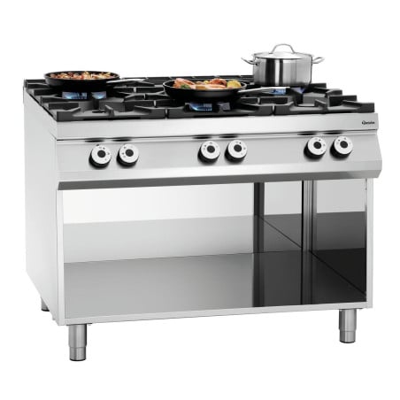 Cocina de 6 fuegos vivos serie 900 - Base abierta de la marca Bartscher