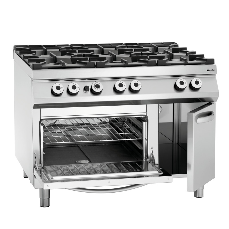 Horno de 6 fuegos vivos serie 900 - Horno a Gas GN 2/1 y armario de la marca Bartscher Horno de 6 fuegos vivos serie 900 - Horno a Gas GN 2/1 y armario de la marca Bartscher
