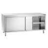 Mueble de acero inoxidable con puertas correderas y estante - L 1800 mm