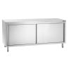 Mueble de acero inoxidable con puertas correderas y estante - L 1800 mm