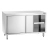 Mueble de acero inoxidable con puertas correderas y estante - L 1400 mm