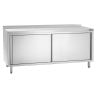 Stainless Steel Cabinet with Sliding Doors, Shelf, and Backsplash - L 1800 mm