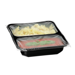 2-compartment PP tray for Semi-Automatic Sealer - Pack of 50 - Bartscher