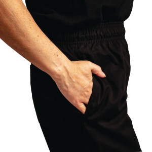 Mixed Easyfit Black Teflon Treated Kitchen Pants - Size XS - Whites Chefs Clothing - Fourniresto