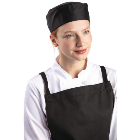 Calot de Cuisine Noir en Polycoton - Taille XL 63,5 cm - Whites Chefs Clothing - Fourniresto