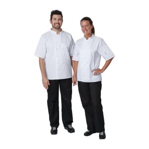 Chaqueta de cocina unisex blanca de manga corta Vegas - Talla M - Whites Chefs Clothing - Fourniresto