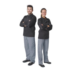 Unisex Black Long Sleeve Vegas Kitchen Jacket - Size M - Whites Chefs Clothing - Fourniresto