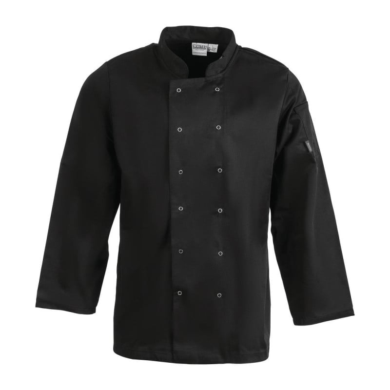 Veste De Cuisine Mixte Noire À Manches Longues Vegas - Taille Xs - Whites Chefs Clothing - Fourniresto