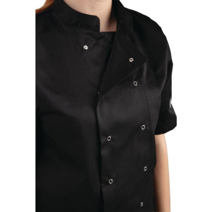 Chaqueta de cocina unisex negra de manga corta Vegas - Talla M - Whites Chefs Clothing - Fourniresto