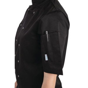 Chaqueta de cocina unisex negra de manga corta Vegas - Talla M - Whites Chefs Clothing - Fourniresto