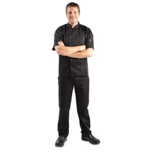 Unisex Black Short Sleeve Vegas Kitchen Jacket - Size M - Whites Chefs Clothing - Fourniresto