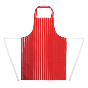 Delantal Babero a Rayas Rojas y Blancas 710 x 970 mm - Ropa de Chef Blancos - Fourniresto