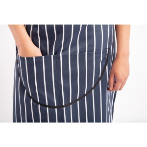 Apron Bib With Pocket Striped Navy And White 965 X 710 Mm - Whites Chefs Clothing - Fourniresto