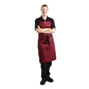 Bib Apron Bordeaux in Polycotton 710 x 970 mm - Whites Chefs Clothing - Fourniresto